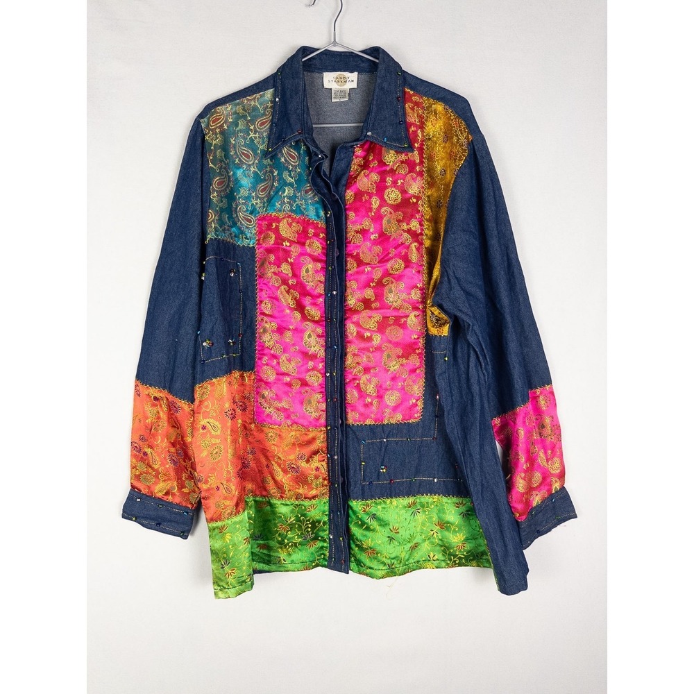 VTG Sandy Starkman‎ Shirt Womens L Oversized Artwork Tapestry Abstract